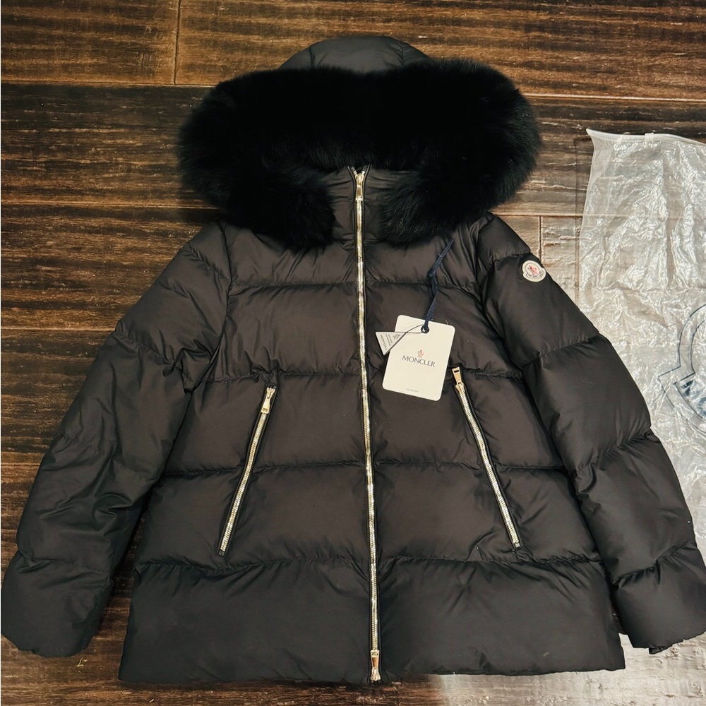 Moncler Black Puffer Jacket with Fur Trim